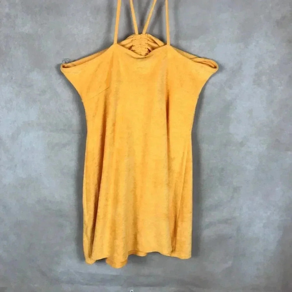 H&M Orange Terry Halter Beach Summer Dress LARGE - Picture 10 of 13